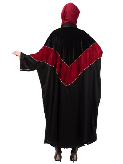 Velvet Contrast Triangle Front Open Dubai Kaftan