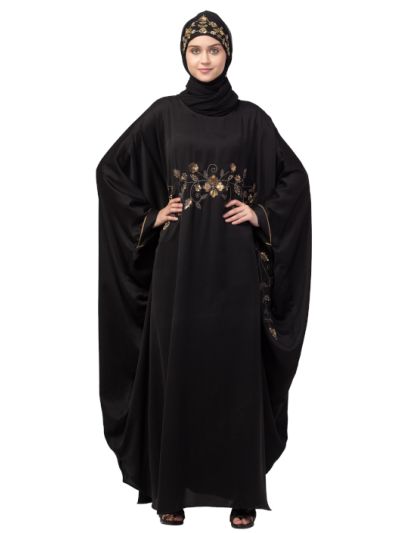 Hand Work Across Front Antique Brass Embroidery Nida Kaftan