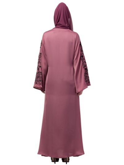 Neck & Sleeve Resham Embroidered A line Party Abaya