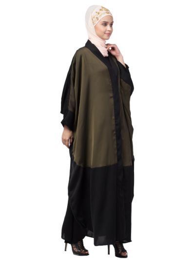 Two Colors Front Open Kaftan Cum Abaya