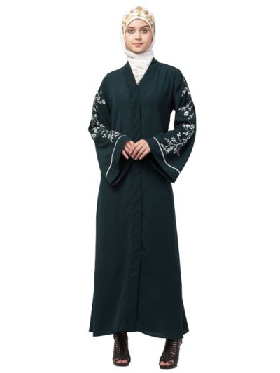 Front Open Sleeve Resham Embroidery Abaya