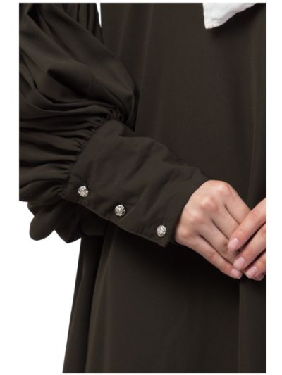 Long Cuff Full Balloon Sleeve with Belt A Line Abaya