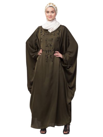 Contrast Hand Embroidered Kaftan