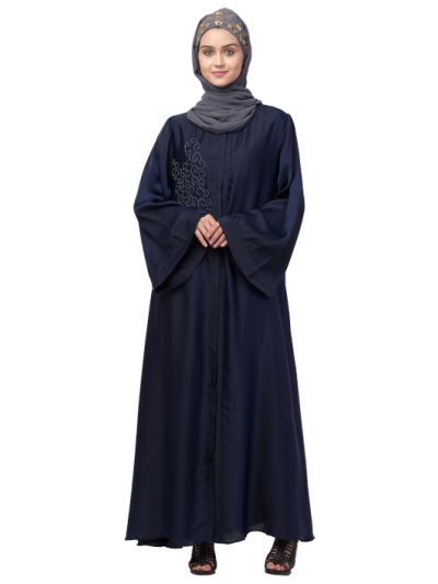 Front Open One Side Hand Work Abaya