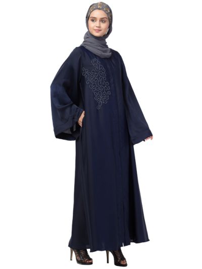 Front Open One Side Hand Work Abaya