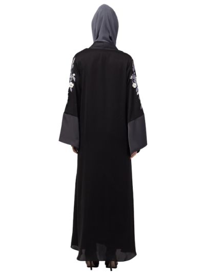 Front Open Sleeve Embroidery Dubai Style Kaftan Cum Abaya