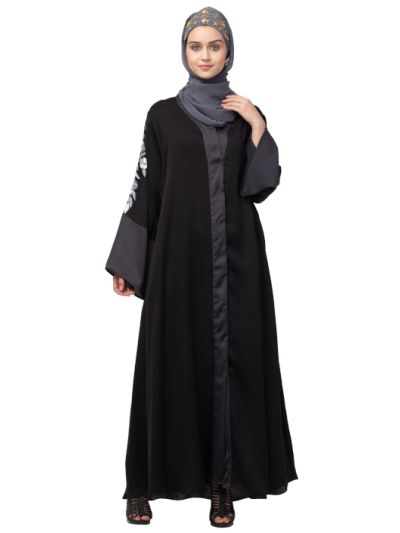 Front Open Sleeve Embroidery Dubai Style Kaftan Cum Abaya