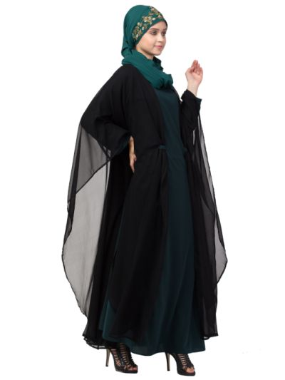 Contrast Double Layers Abaya