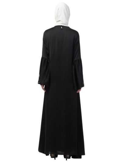 Hand Embroidery On Front & Bell Sleeve A Line Abaya