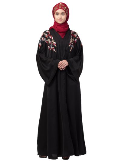 Resham Embroidery Front Open Dubai Abaya