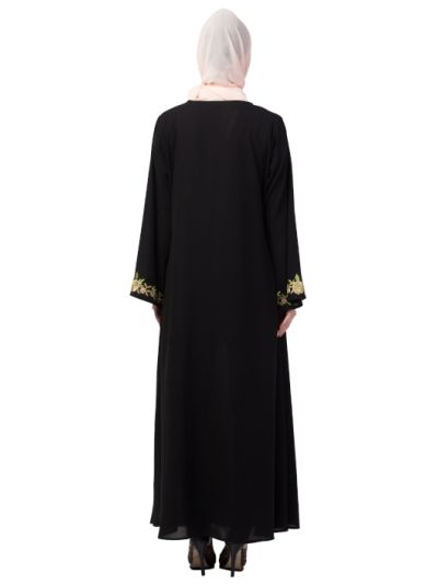 Front & Sleeve Embroidery A Line Abaya