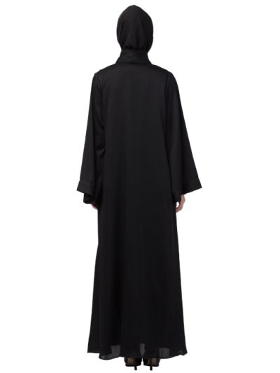 Side Embroidery at Bottom Front Open Dubai Abaya