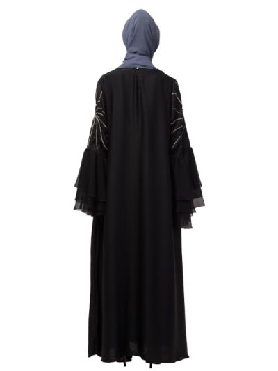 3 Bell Sleeve Embroidered Abaya