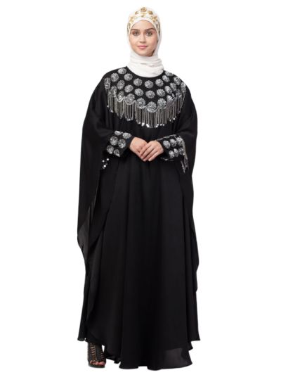 Double Layers Hand Embroidered With Tassel Wedding Kaftan Cum Abaya