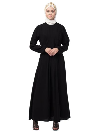 Front Pleated A Line Abaya