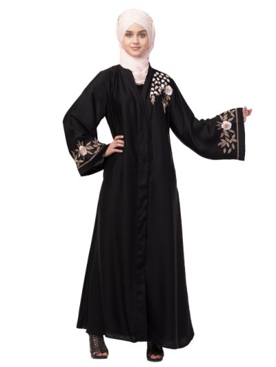 Resham Embroidery Front Open Abaya