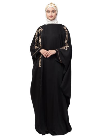 Right Side & Both Sleeve Resham Embroidery Nida Kaftan