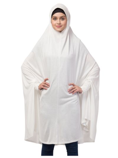 Stretchable Smoking at Wrist Knee Length Jilbab Cum Prayer Khimar Hijab