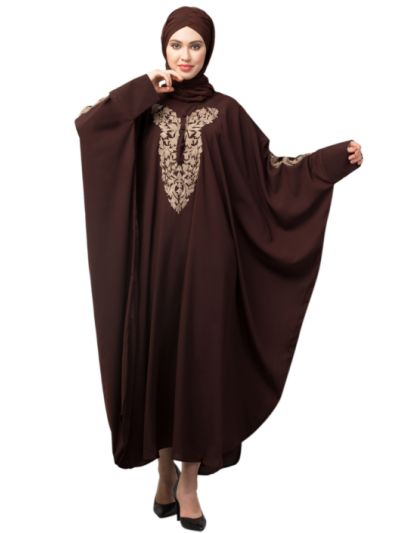 Neck & Sleeve Embroidery With Cuff Free Size Kaftan