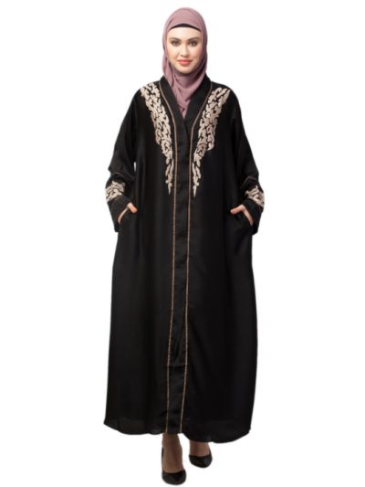 Front Open Thread Embroidery At Front & Sleeve Kaftan