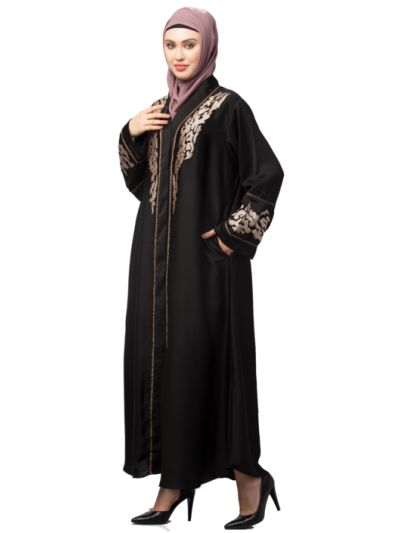 Front Open Thread Embroidery At Front & Sleeve Kaftan