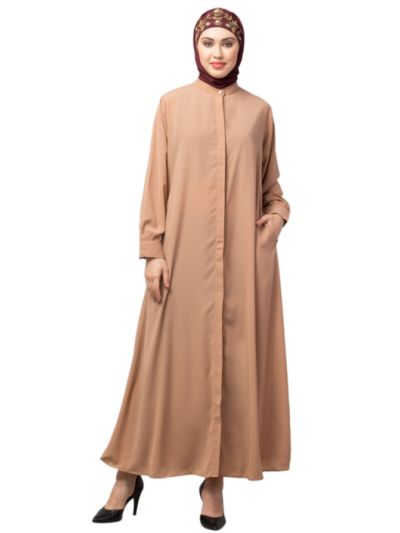 Front Open Hidden Placket Daily Wear Casual Abaya