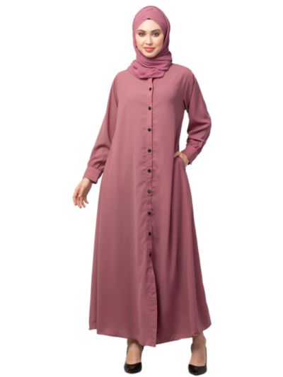 Front Open Band Colar & Cuff Daily Wear Casual Abaya