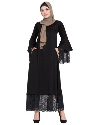 Bell Sleeve Lace Sleeve Abaya