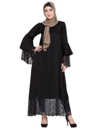 Bell Sleeve Lace Sleeve Abaya
