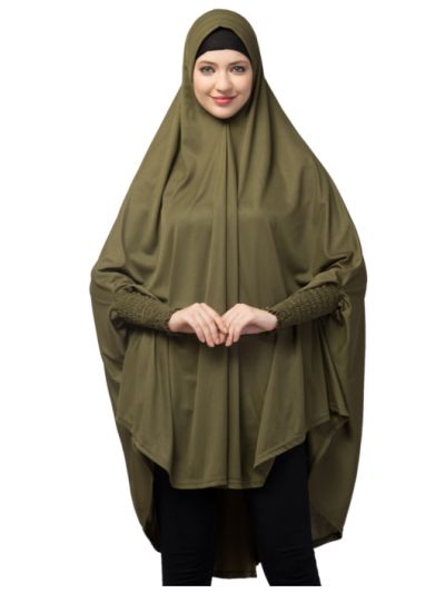 Stretchable Smoking At Wrist Knee Length Jilbab Cum Prayer Khimar Hijab