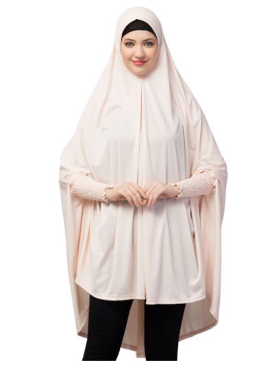 Stretchable Smoking At Wrist Knee Length Jilbab Cum Prayer Khimar Hijab