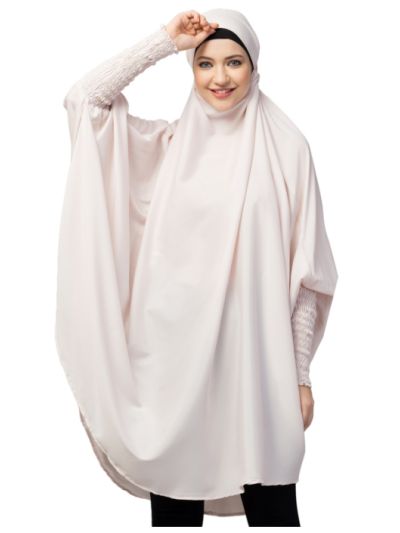 Instant Ready To Wear Tie At Back Smoking At Wrist With Naqab Khimer Hijab