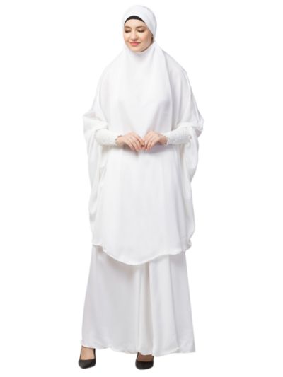 Two Pcs Khimer & Skirt Ready To Wear Instant Hijab Cum Naqab Set