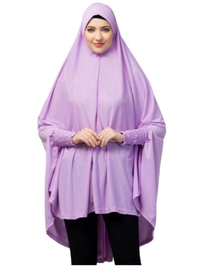 Stretchable Jersey Smoking At Sleeve Jilbab Cum Prayer Khimar Hijab