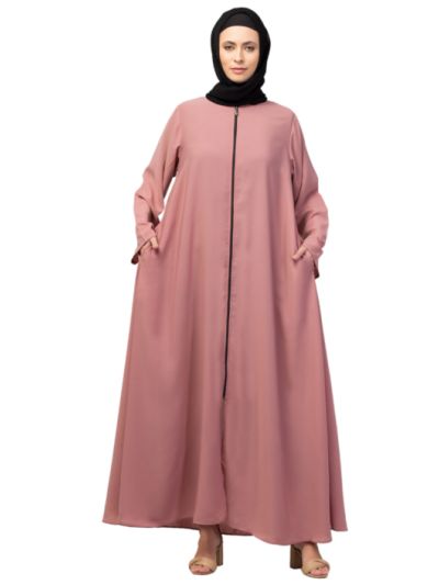 Front Open With Zip Wear Casual Abaya