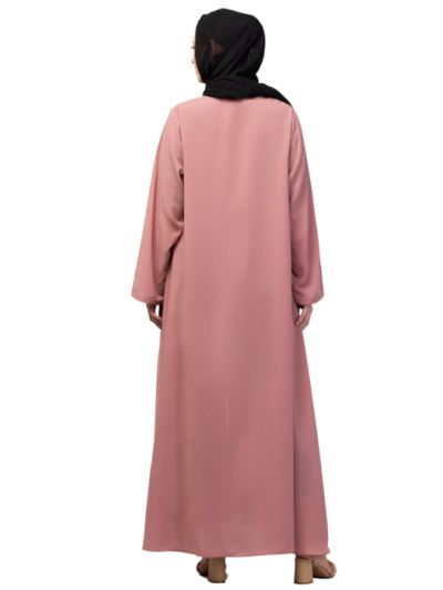 Front Open With Zip Wear Casual Abaya