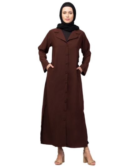 Front Open With Coat Collar Formal Abaya