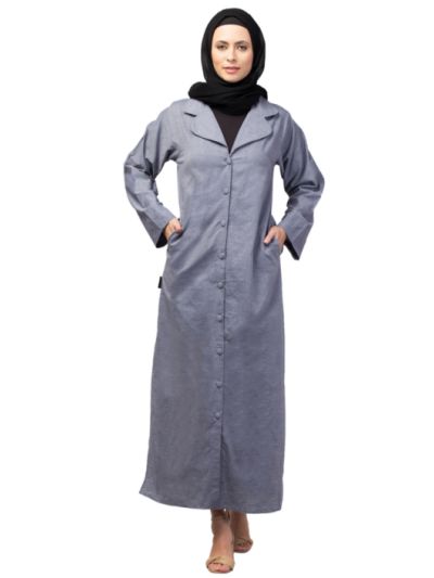 Front Open With Coat Collar Formal Abaya