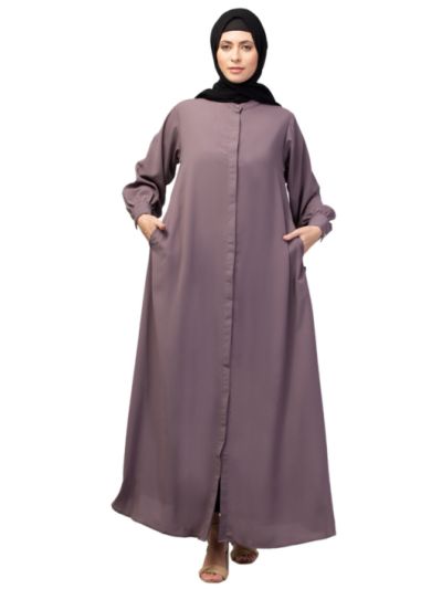 Front Open Hidden Placket Daily Wear Casual Abaya