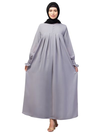 Pleats At Chest Smoking Sleeve Casual Abaya