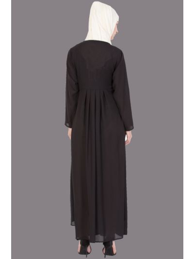Black & Gold Embroidered Party Wear Abaya