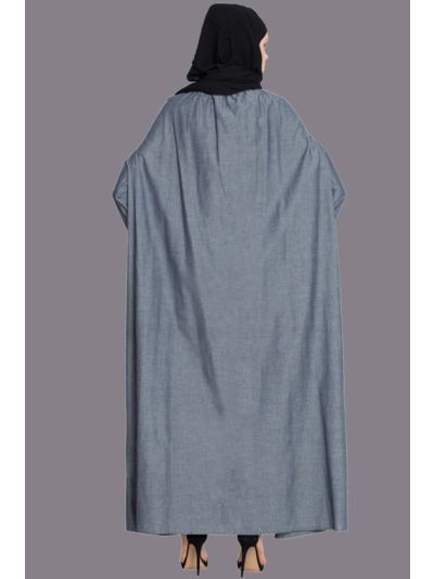 Denim Blue Front Open Bohemian Abaya