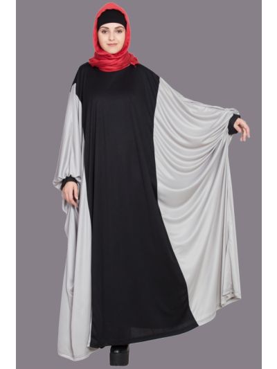 Black & Grey Kaftan Style Irani Abaya
