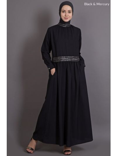 Black Embellished Burqown Party Classic Abaya