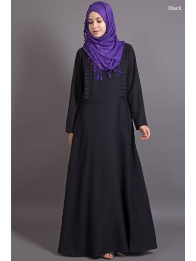 Black Frill Casual Abaya