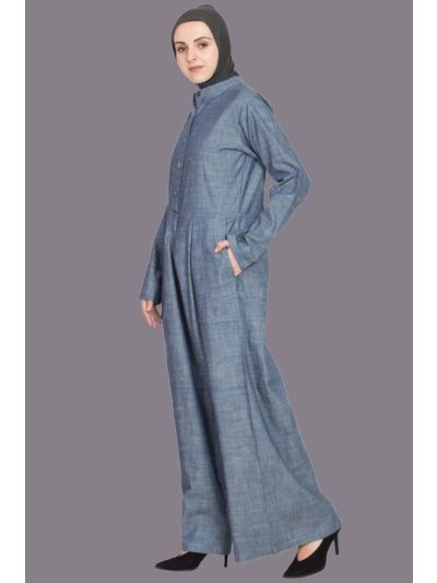 Denim Blue Patch Pocket Pant Abaya