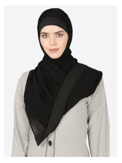 Black Band Plain  Black Hijab