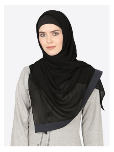 Navy Band Plain Black Hijab