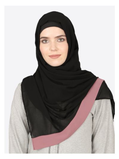 Navy Band Plain Black Hijab