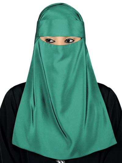 Lamah Niqab + Square Hijab + Head Band (Bottle green)
